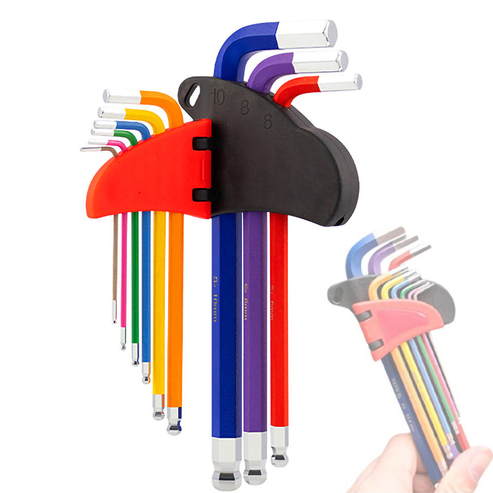 솔리드 무지개 볼육각렌치 볼렌치 숏 세트 9P 렌찌 L렌치 제품 이미지