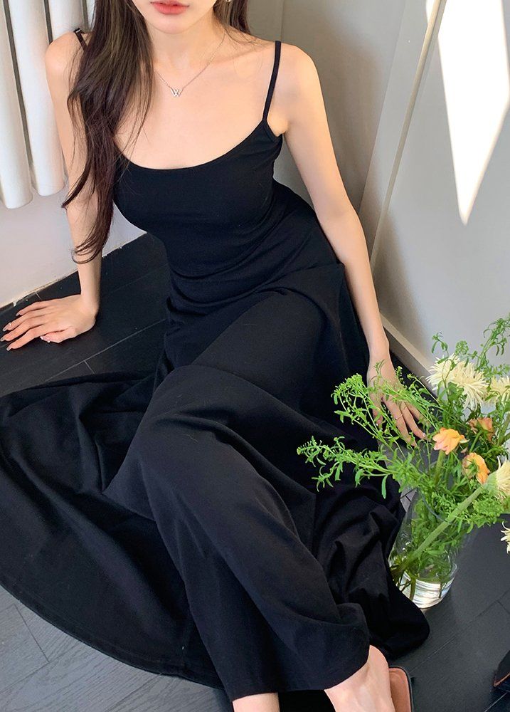 최신 트렌드 데일리 심플 우아한 롱원피스 편안한 원단 캐주얼 오피스룩 여성 - 상세 이미지 2