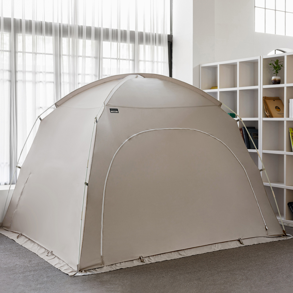 따수미 패브릭 난방텐트 S-PE폴 침대 방한 수면 돔 텐트 패밀리, 그레이