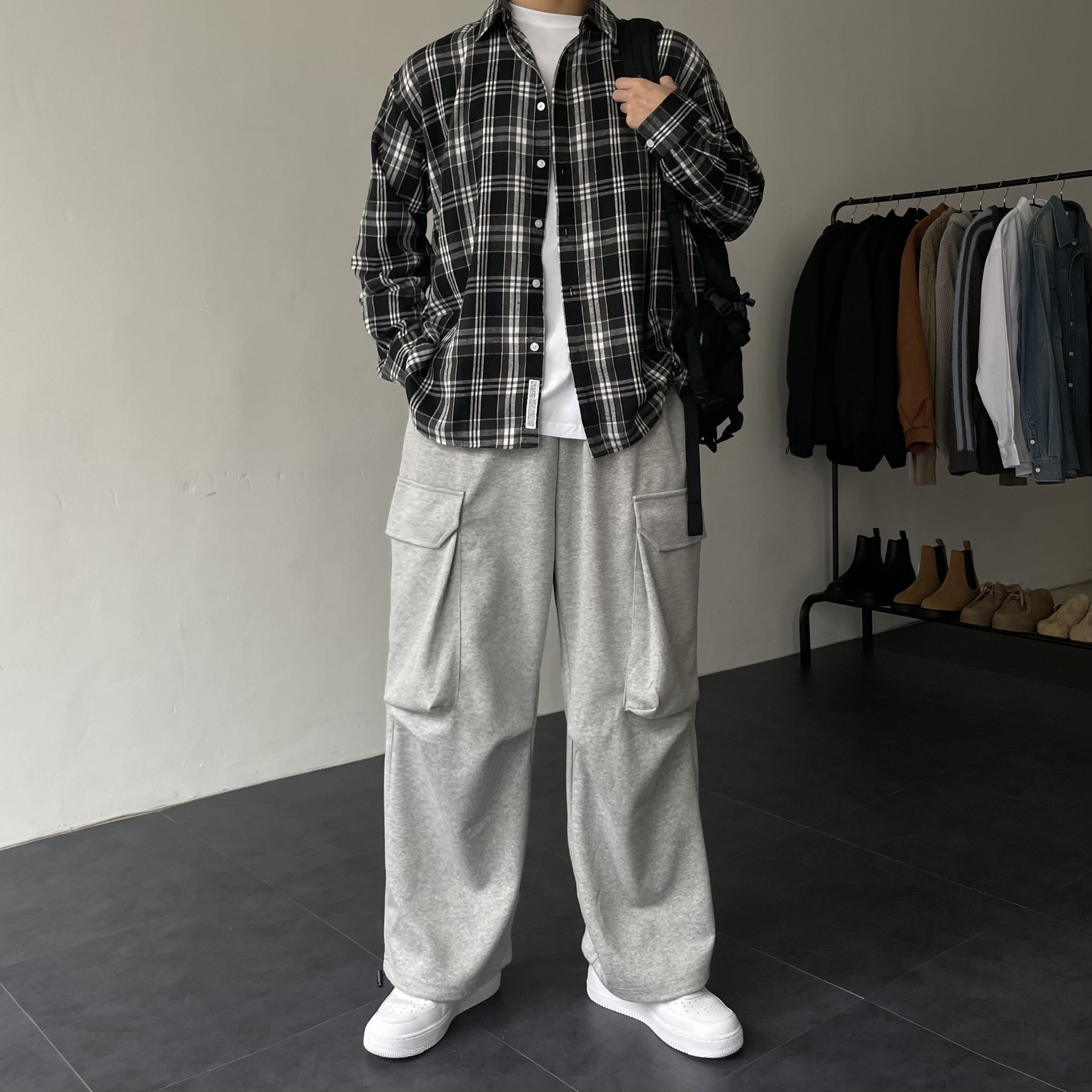 벌룬팬츠 스웻팬츠 건빵바지 남자와이드카고팬츠 - 상세 이미지 5