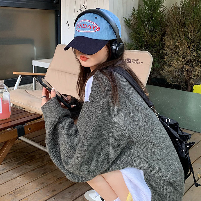 예쁜 선데이 자수 캡모자 캐주얼 야구 볼캡 여성 남성 커플 연예인 이미지 7