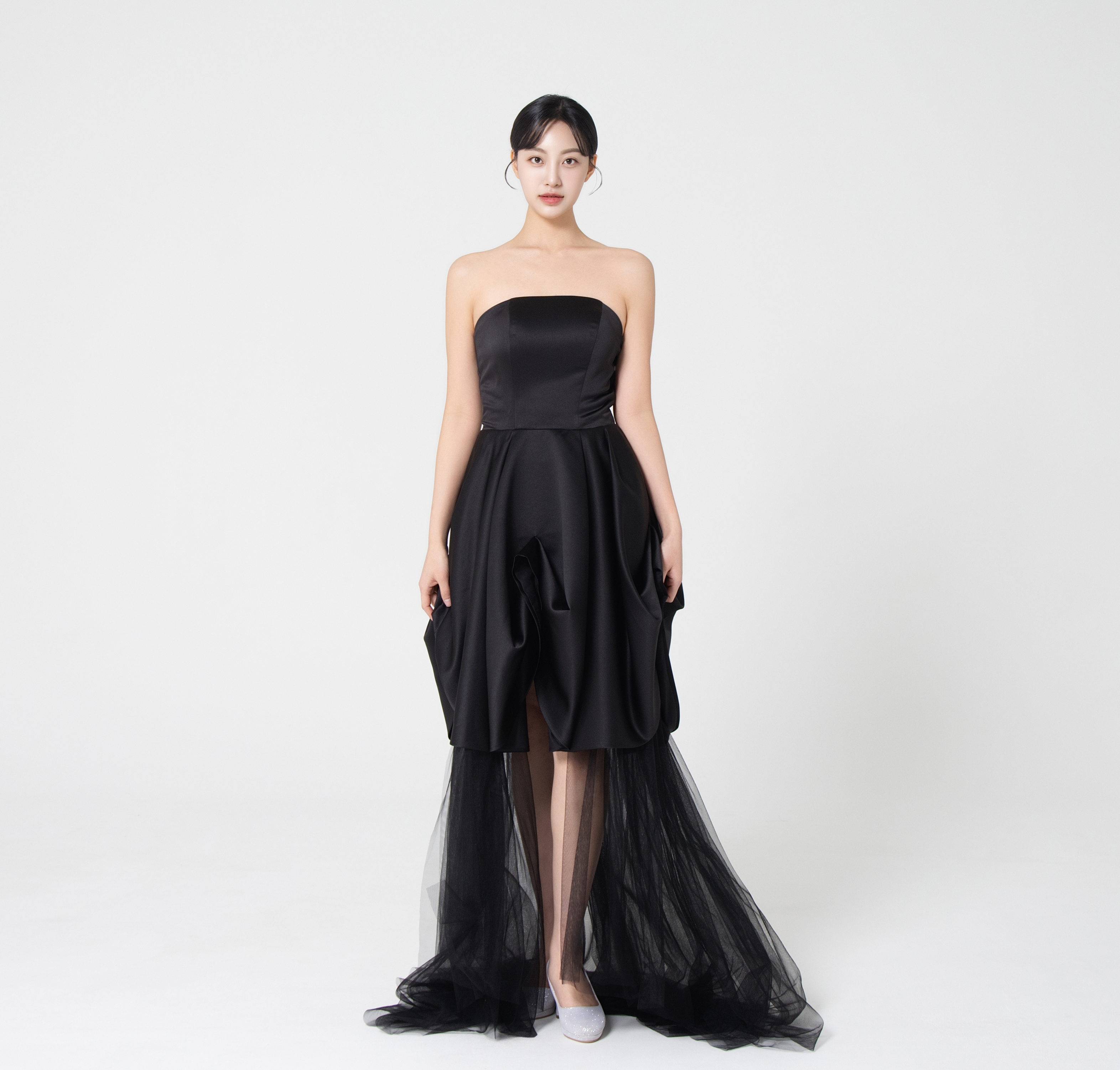 숏린 미디 블랙드레스 대여 캐주얼룩 셀프웨딩스냅 검정원피스 브라이덜샤워 제주촬영 2부 피로연의상 - 상세 이미지 3