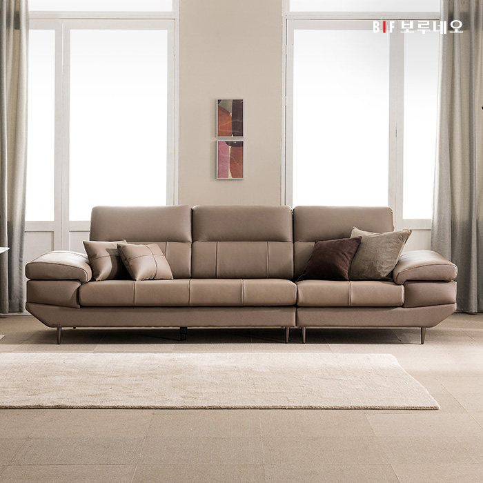 보루네오 스테이 이태리산 천연소가죽 소파 4인용 / 쿠션+스툴+테이블