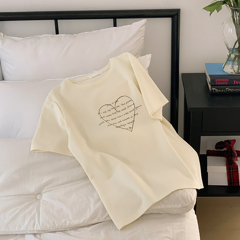 러브콕 하트 프린팅 반팔 티셔츠 ts4416 - 상세 이미지 5