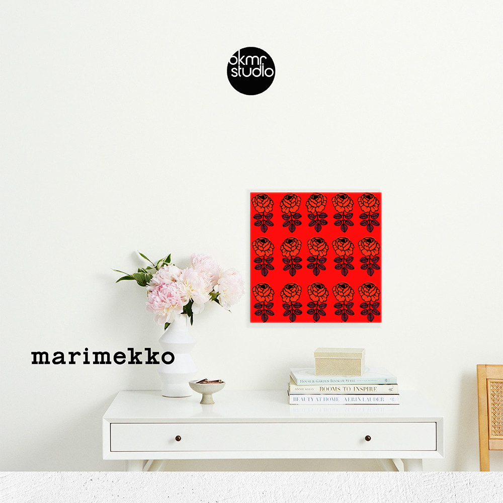 마리메꼬 미니 빈티지로즈 레드레드 캔버스 패브릭 꽃 그림 액자 - 상세 이미지 4