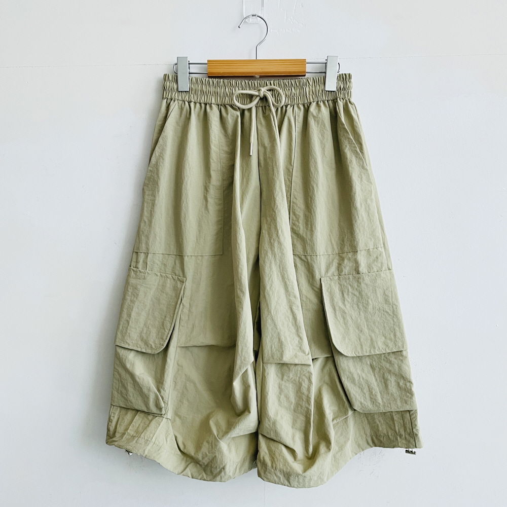 바스락팬츠 카고 와이드팬츠 나일론 여성 7부 스트링 바지 - 상세 이미지 5