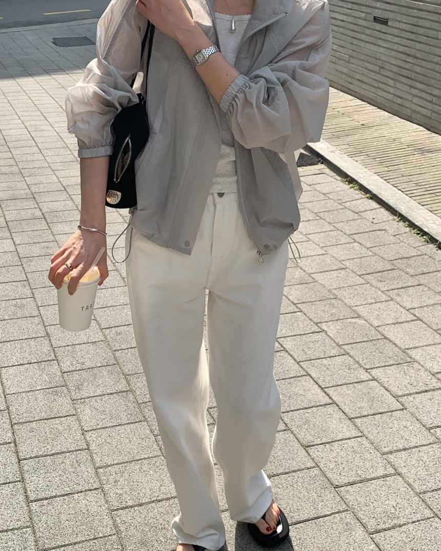[💗바람막이] 런던레이스 드로우 시스루 나일론 점퍼 3color 상세 이미지 2