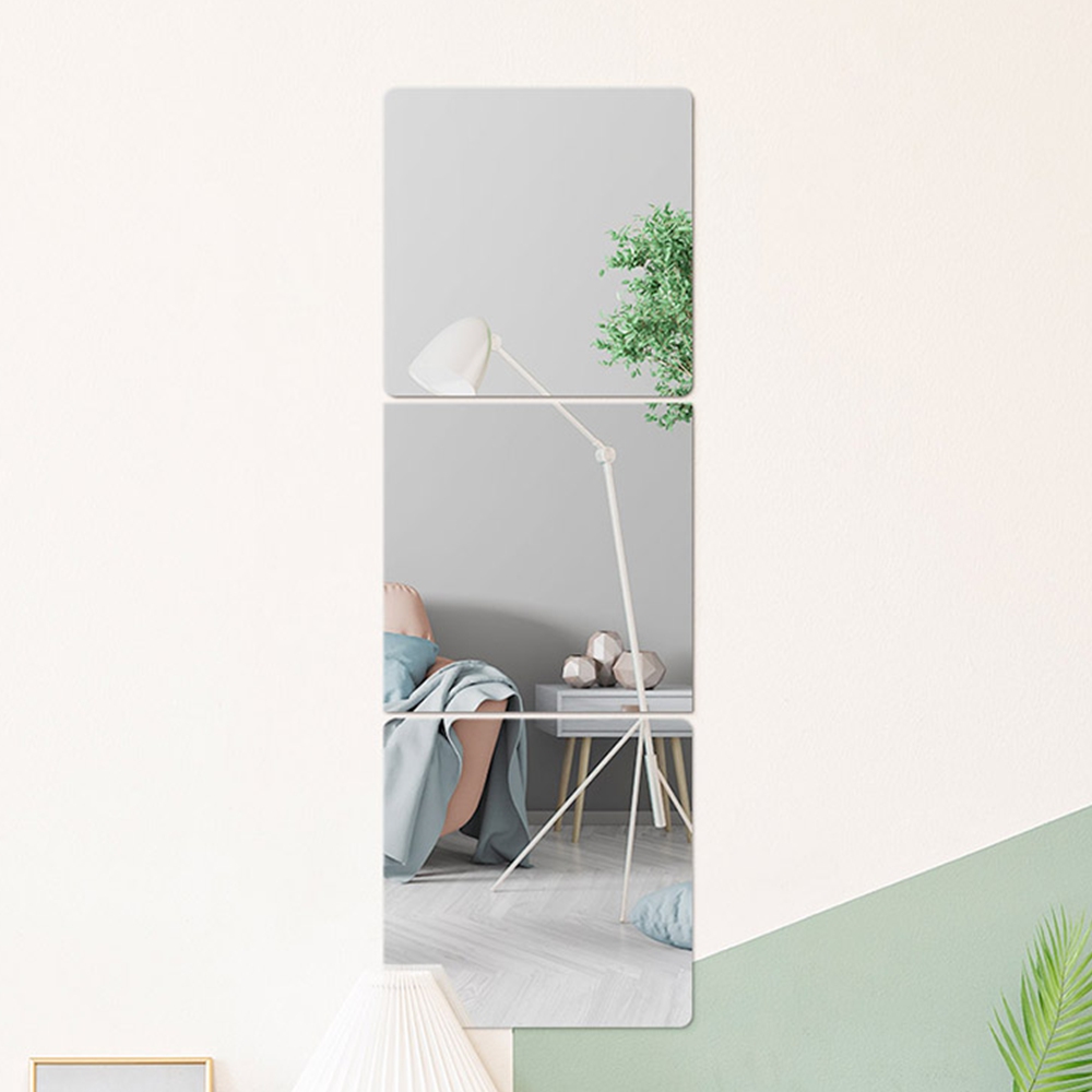 벽에붙이는 안전거울 정사각 부착거울 노프레임 아크릴 3p세트