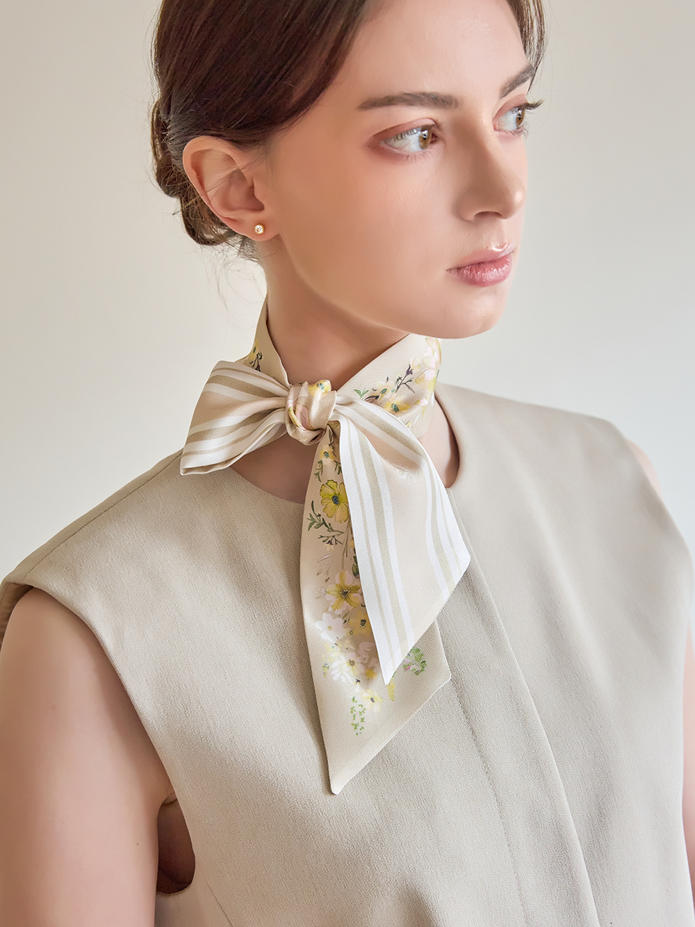 세인트메리 실크 미스띠 플라워 트윌 스카프