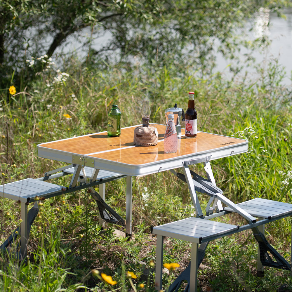 아이두젠 접이식 일체형 피크닉 캠핑 우드 파라솔 테이블