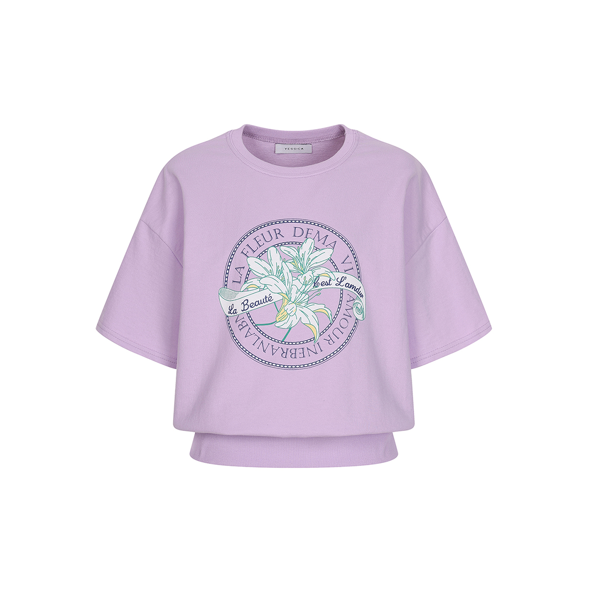 예시카 릴리 라운드 프린트 맨투맨 티셔츠 YJ3TS113