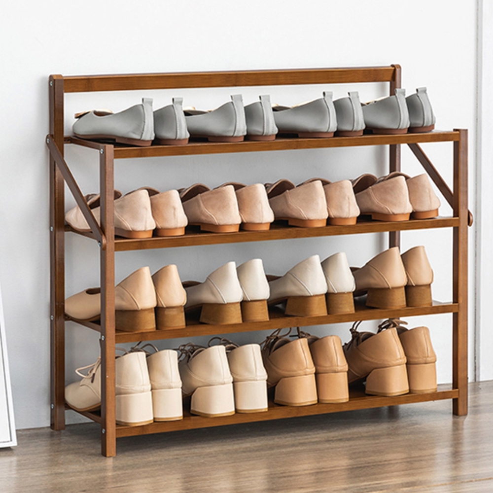 접이식 대나무신발장 현관 오픈신발장 선반 4단 우드 원룸