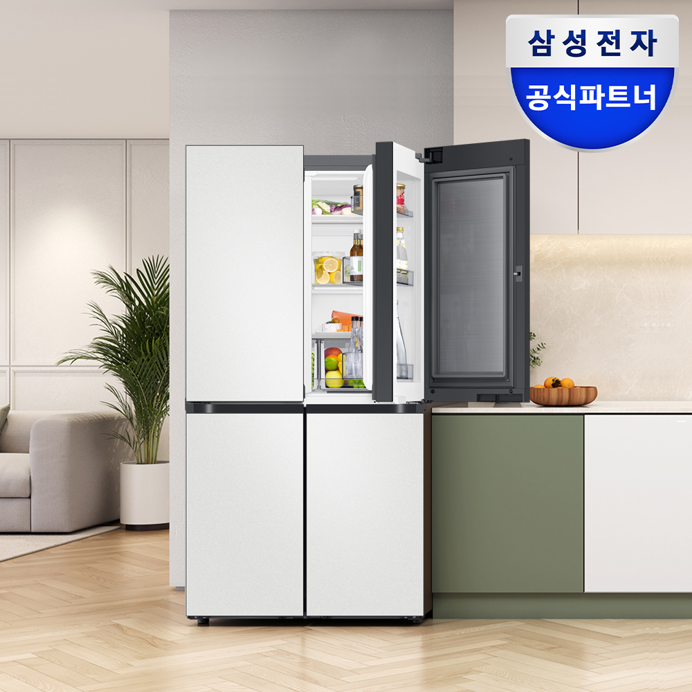 삼성전자 비스포크 AI 냉장고 RM70F90M2A 4도어 902L 코타화이트 푸드쇼케이스
