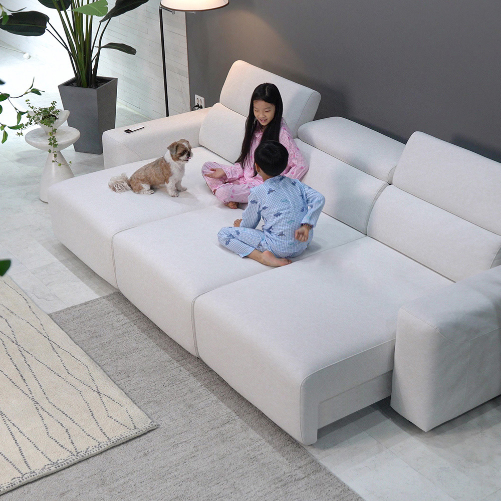 페다 쿠나 에디션 모션 무빙 슬라이딩 리클라이너 아쿠아텍스 패브릭 소파 4인용