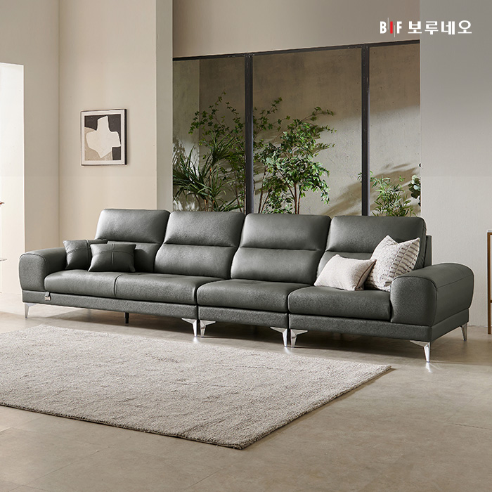 보루네오 통가죽 천연면피 소가죽 소파 클레이 소파 6인용 / 스툴+쿠션