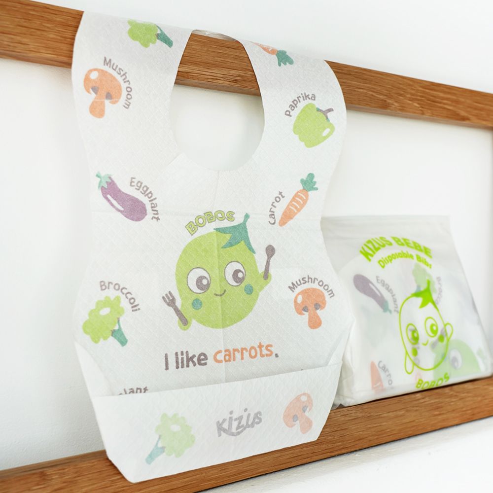 키저스 언어발달 일회용 아기 턱받이 애이스 과일 20매 선물