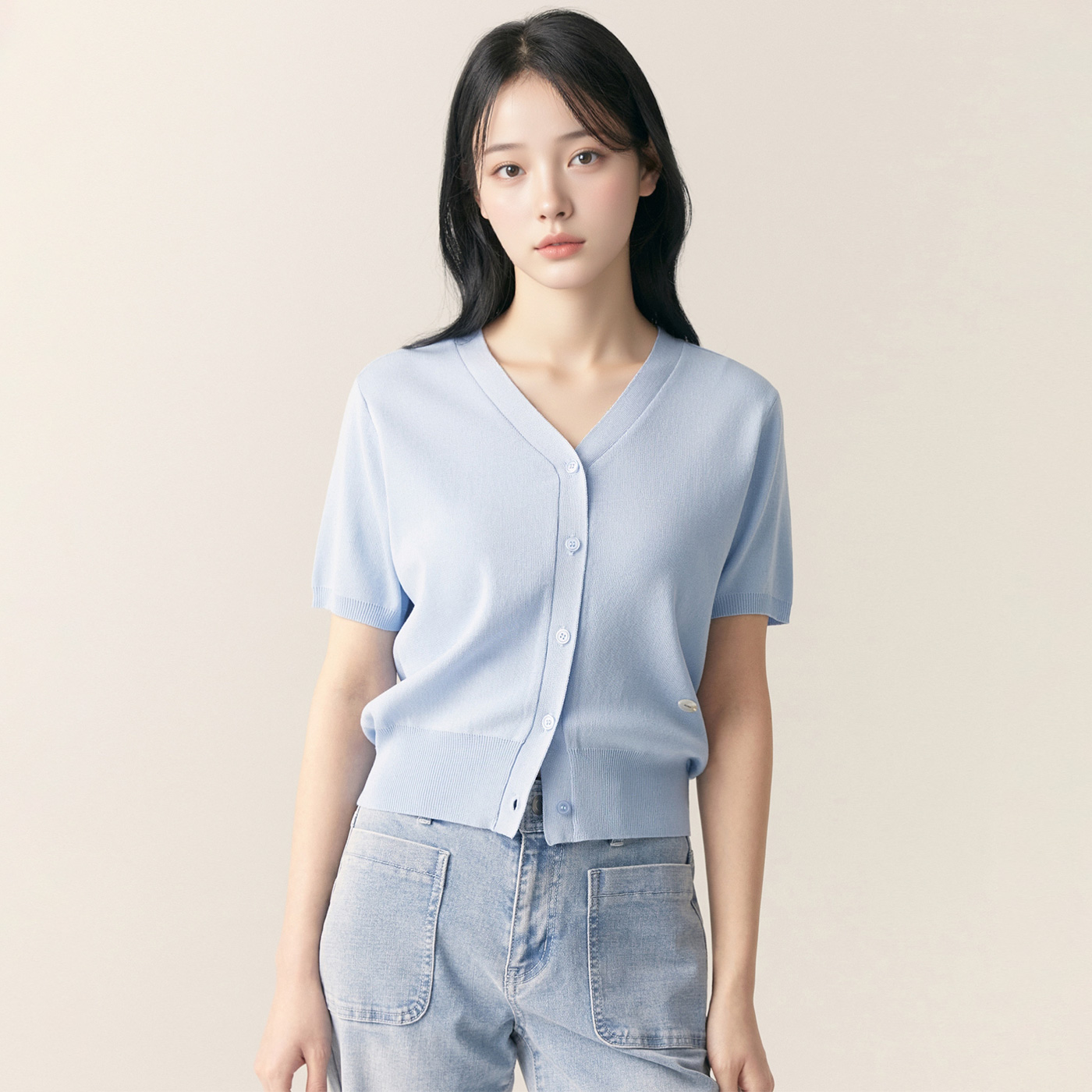 로엠 올데이 브이넥 반팔 가디건 RMCKF25R99 이미지 7