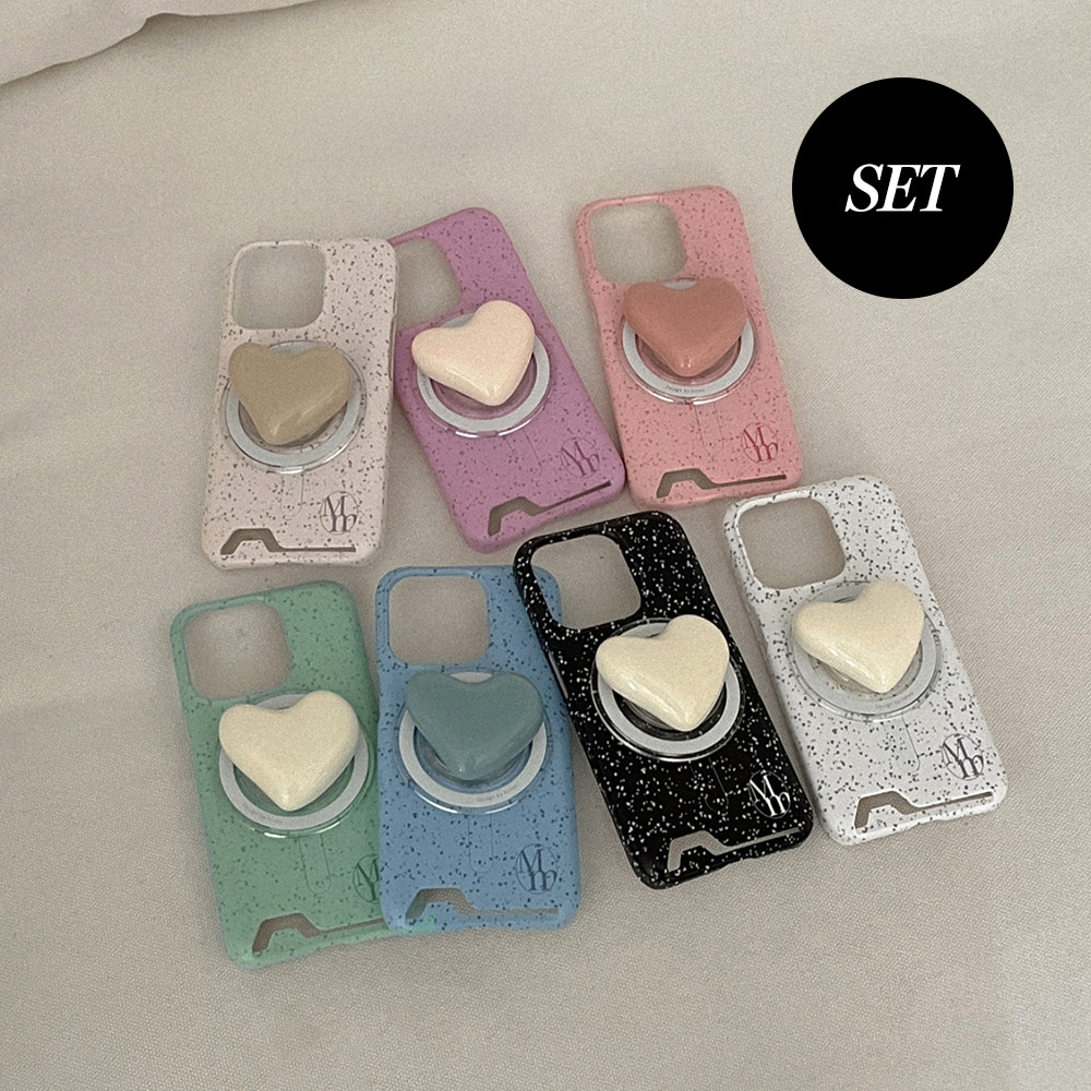 [SET] [mm] sand pattern 맥세이프 카드수납 케이스+맥세이프 조약돌톡 - 상품 이미지