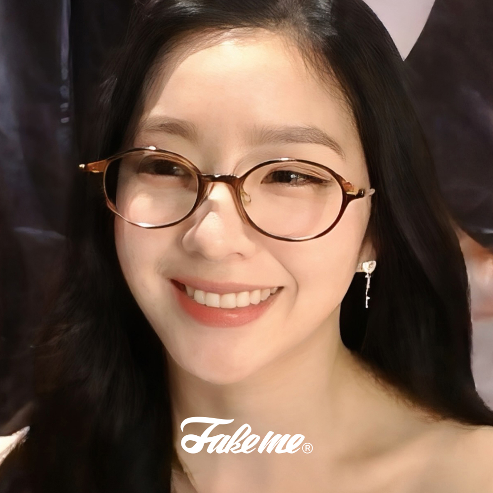 페이크미 케이트 얇은 뿔테 티타늄 콤비 코받침 가벼운 긱시크 오벌 안경 - 상세 이미지 3
