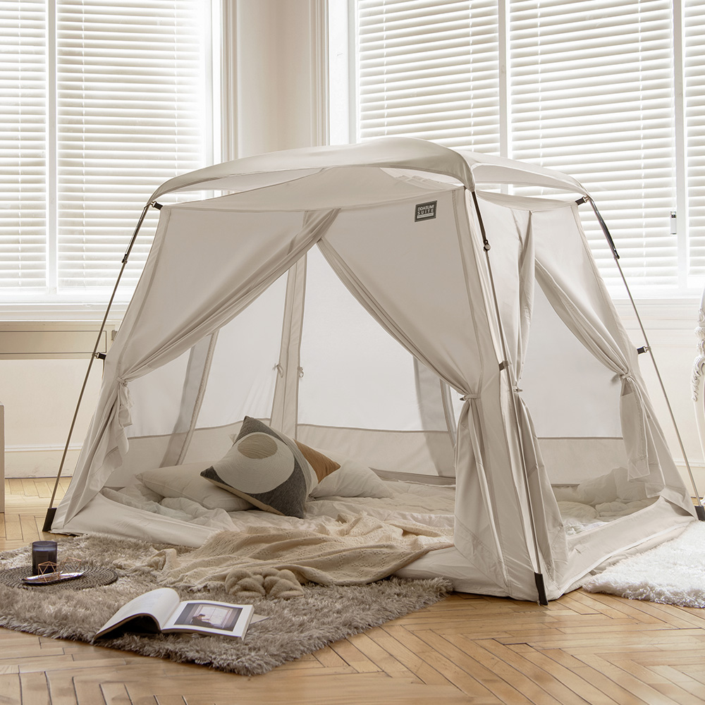 따수미 스위트 TC 난방텐트 방한 침대 수면 텐트 알루미늄폴 슈퍼싱글, 아이보리