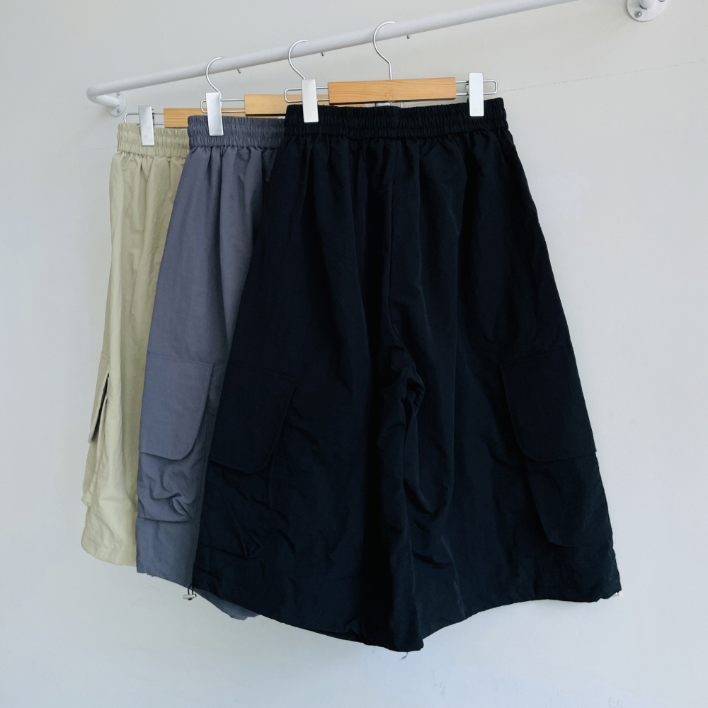 바스락팬츠 카고 와이드팬츠 나일론 여성 7부 스트링 바지 - 상세 이미지 2