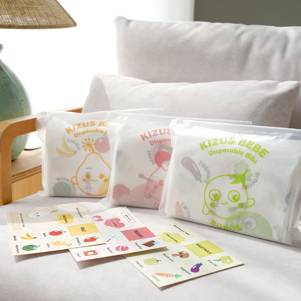 키저스 언어발달 일회용 아기 턱받이 애이스 과일 20매 선물