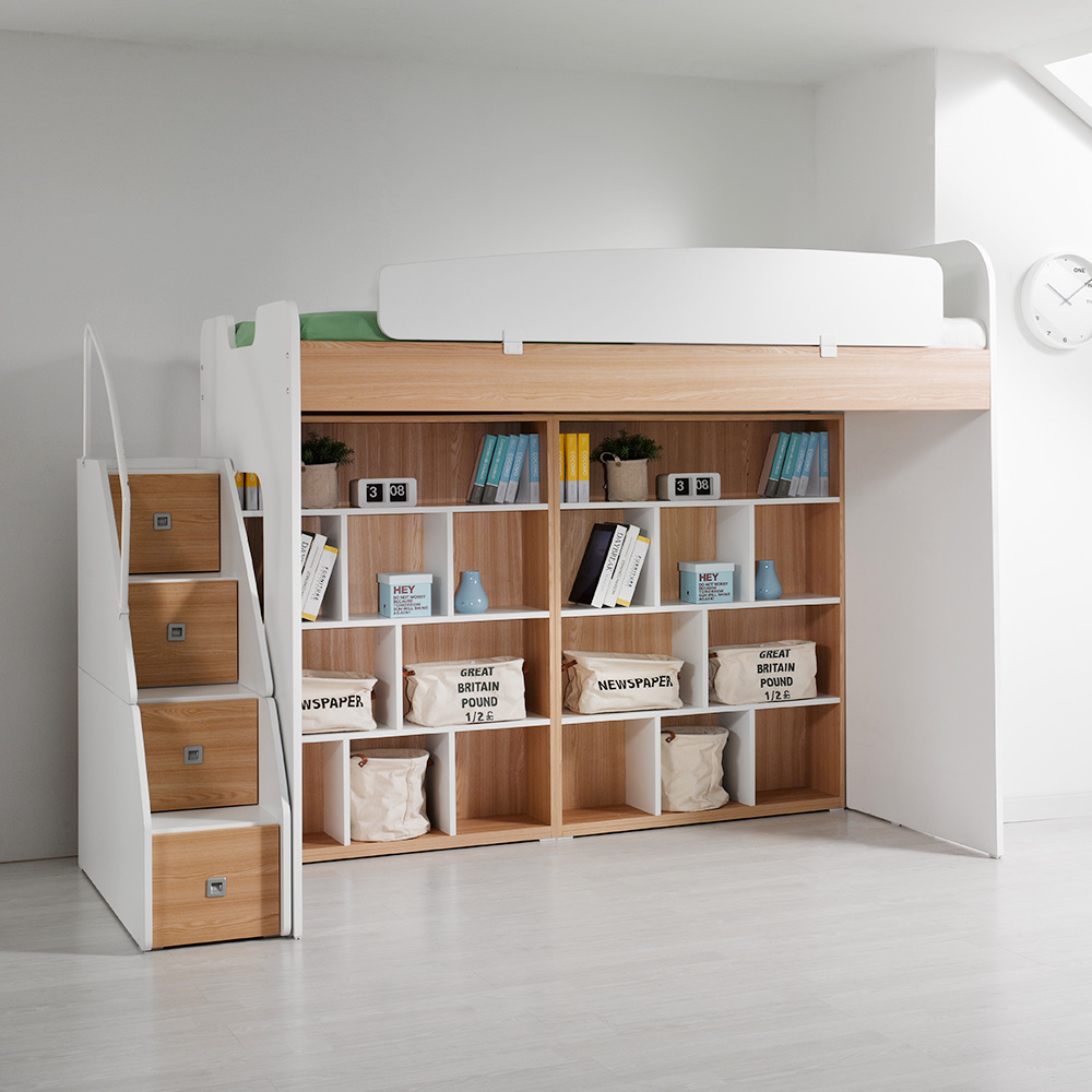 동서가구 컨셉트MU-E127 수납형계단 벙커침대 더블책장 세트 DF903043