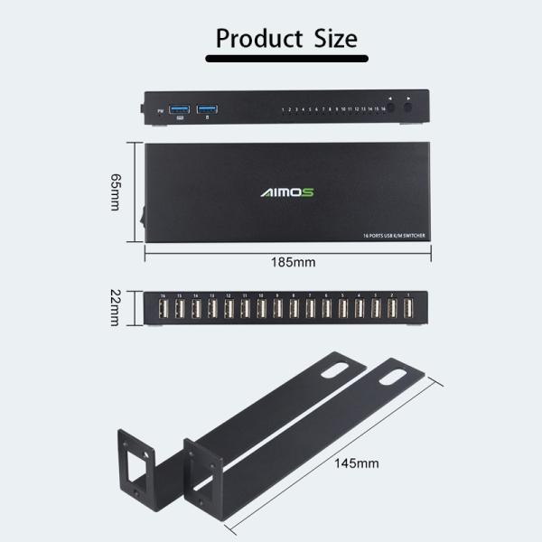 네트워크스위치 데이터전송허브 랜허브 동기식 컨트롤러 어댑터 16포트 USB KM 스위처 KVM 분배기 확장기 공유 스위치 16 In 4 Out : 백억부... 