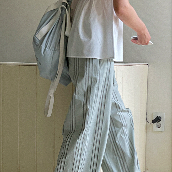 끌라로 스트라이프 와이드 밴딩 팬츠 여름 바스락 키작녀 바지 2color - 상세 이미지 2