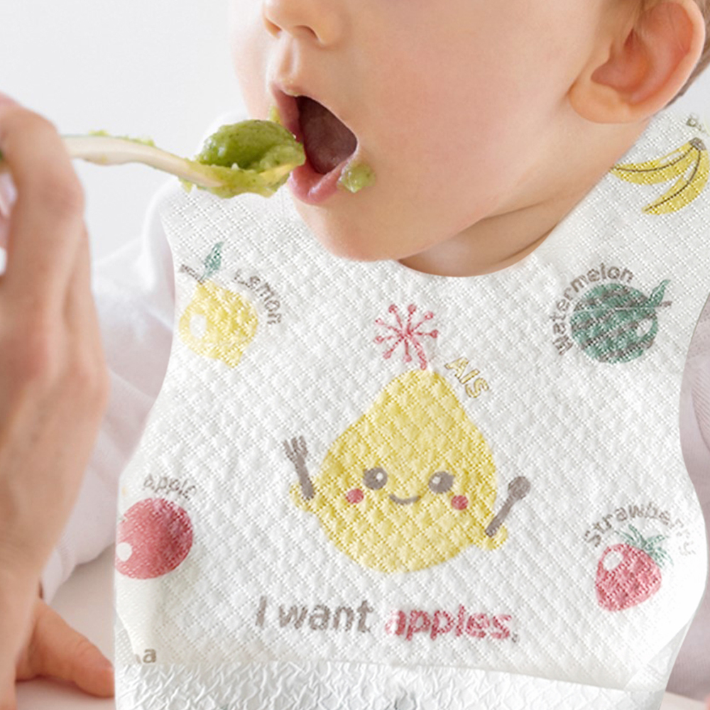 키저스 언어발달 일회용 아기 턱받이 애이스 과일 20매 선물