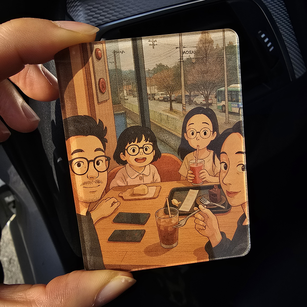 코메샵 연인 사진 일러스트 차량용 액자 포토 화이트머스크 방향제 - 상품 이미지
