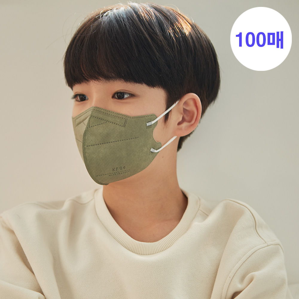 메디케이알 와이드핏 KF94 극소형 황사 컬러마스크 버니카키, 100매
