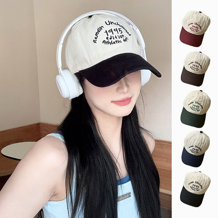 예쁜 로메인 자수 캡모자 캐주얼 야구 볼캡 여성 남성 커플 연예인 - 메인 이미지