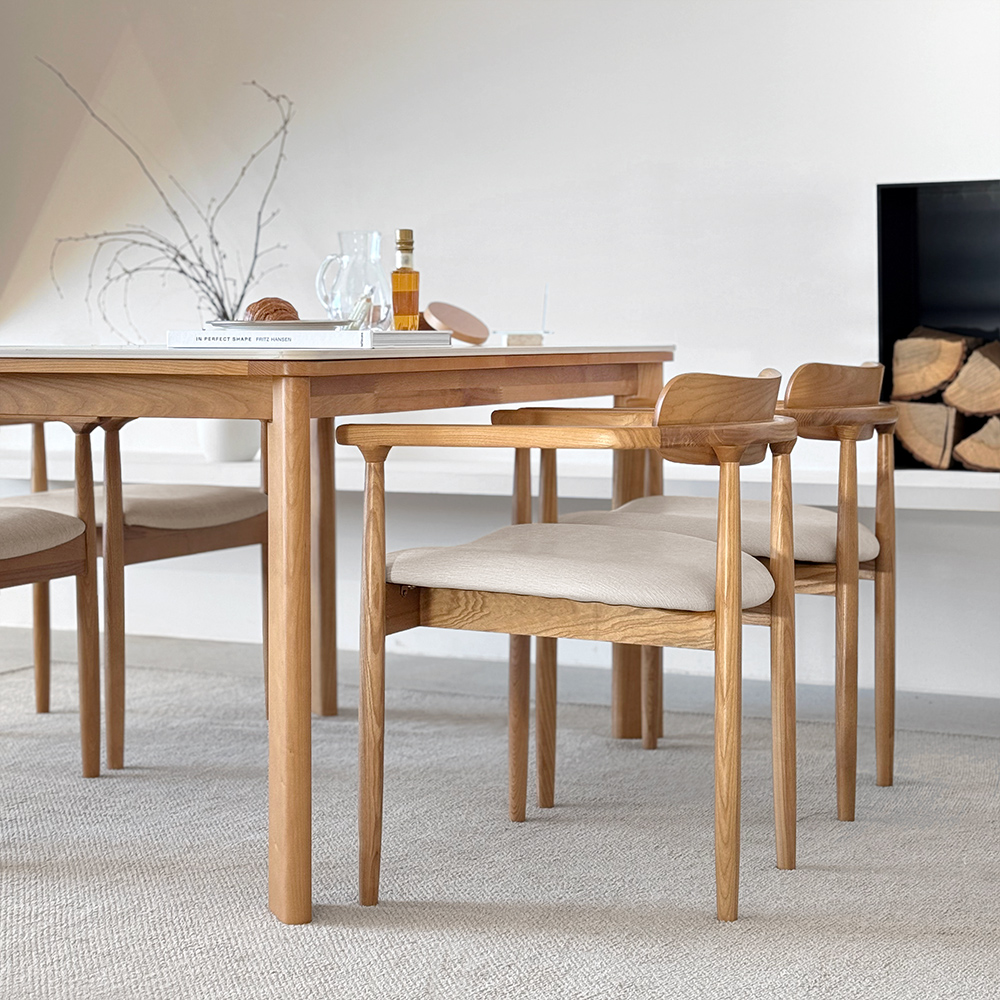 커들리 세라믹식탁 세트 4인용 원목 식탁+의자2+벤치1, 1400mm, 내추럴/양면세라믹