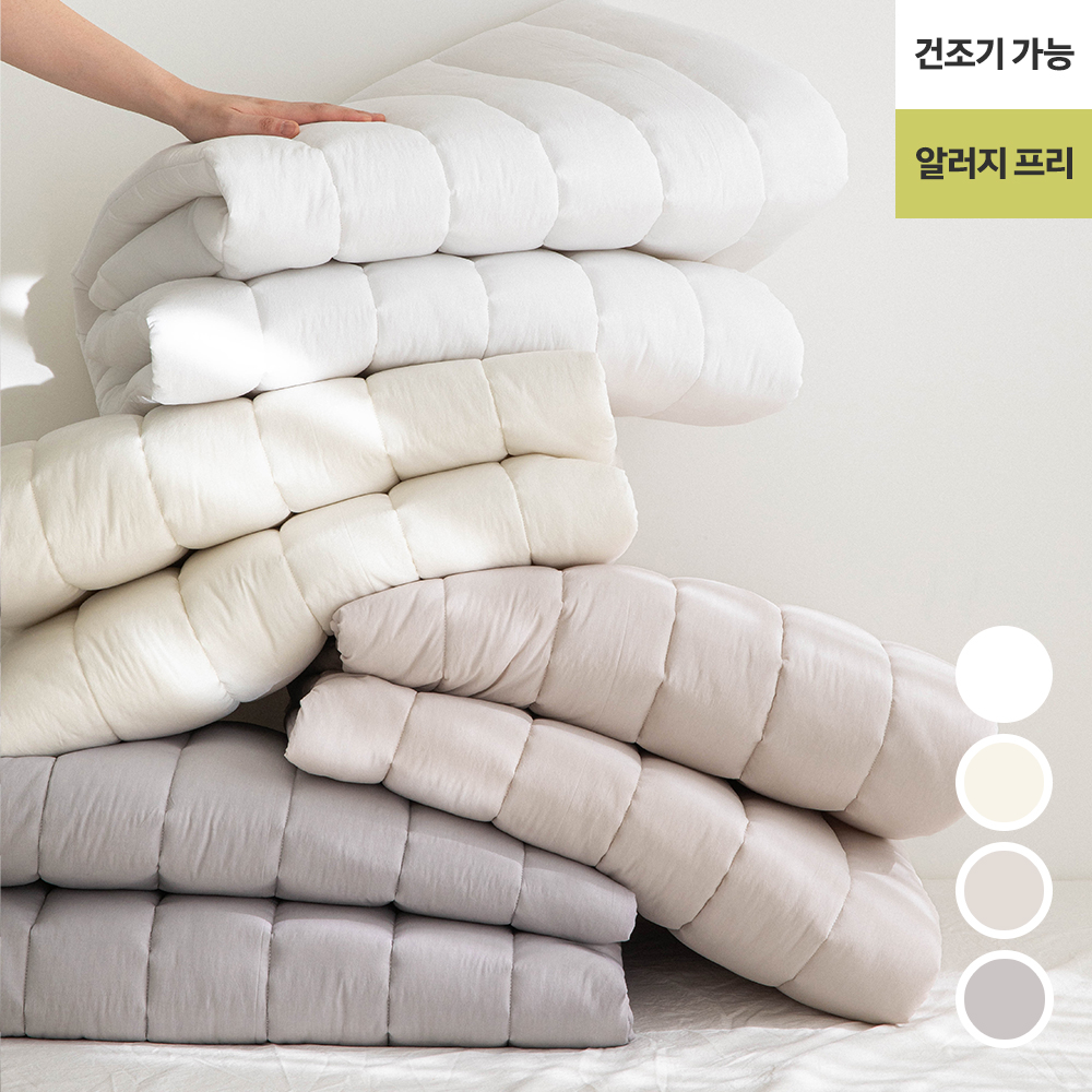 최상의 쾌적함 100수 순면 알러지프리 두툼한 누빔패드(건조기 가능, 뒷면 밴딩)