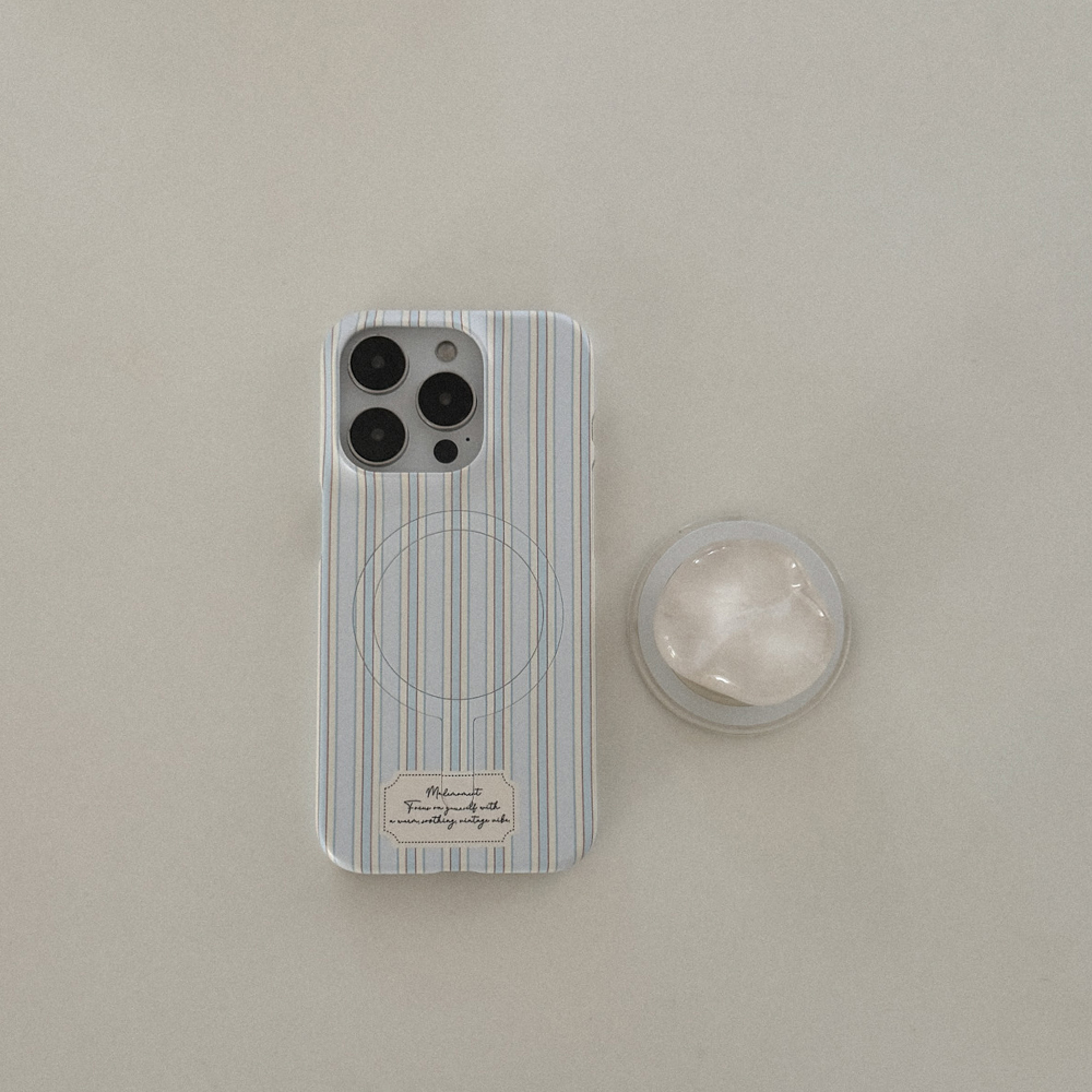 [SET] pastel stripe 맥세이프 하드 케이스+맥세이프 조약돌톡 - 상세 이미지 5