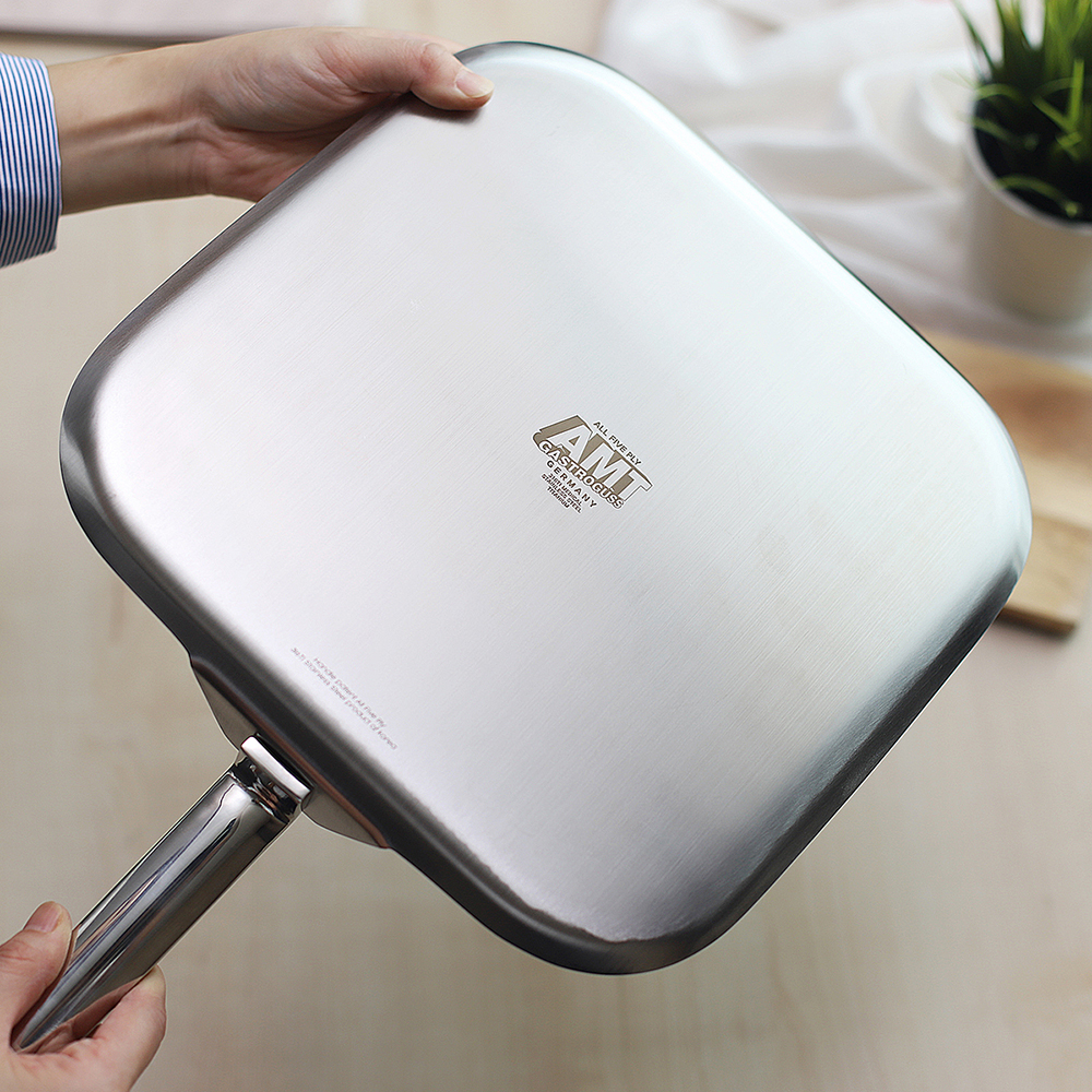 AMT 스텐팬 통5중 사각 와이드 구이팬 316Ti 프로 28cm