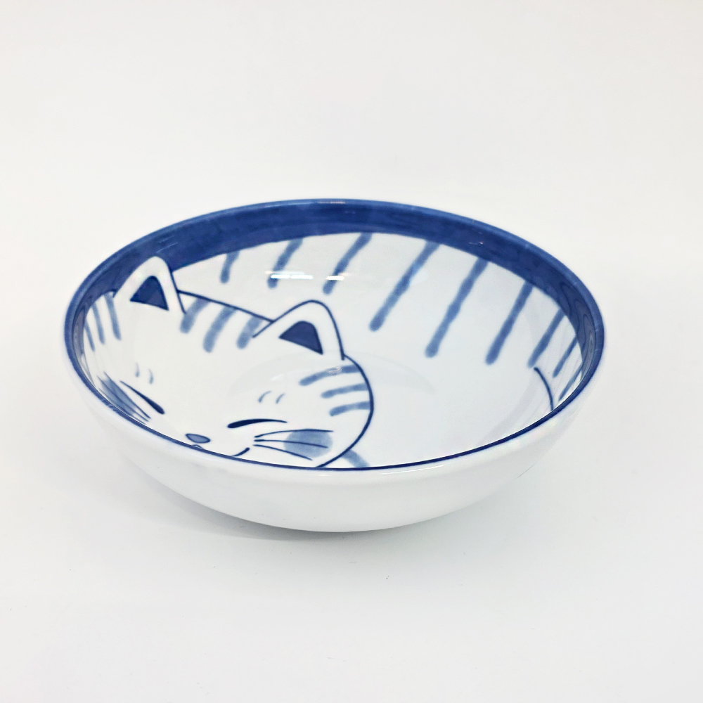 블루네코 줄고양이 중볼 16cm (일본수입그릇) 이미지 6