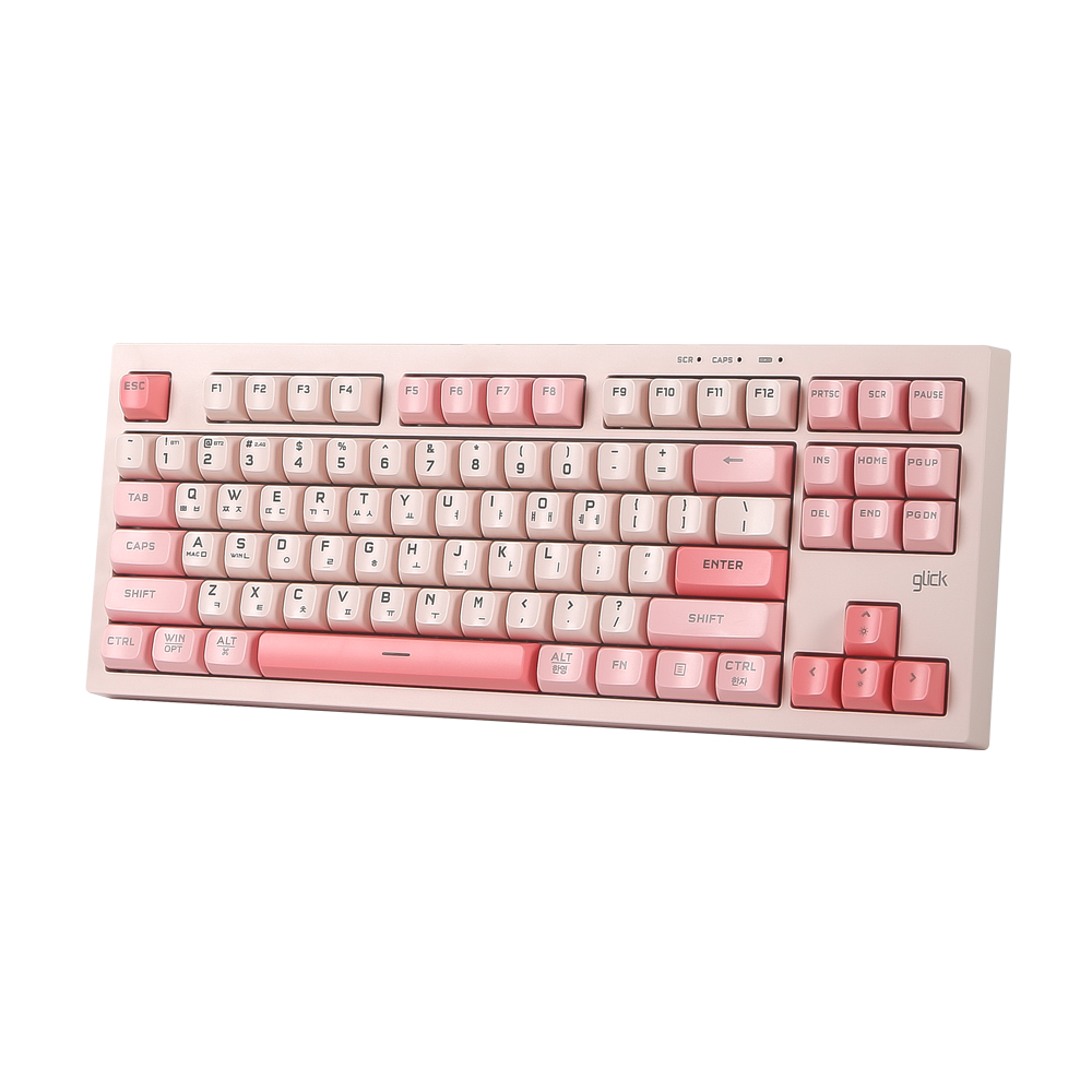 지클릭커 사일런스 M 무소음 풀윤활 무선 블루투스 키보드 방수 충격방지 Pink RC1 87키, 멤브레인 - 상세 이미지 2