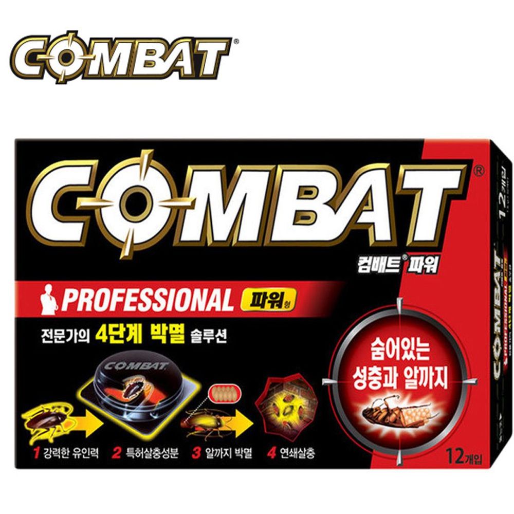 컴배트 베이트 프로 강력한 바퀴벌레 잡이용 12개입 가정용 해충퇴치 : 모민스토어