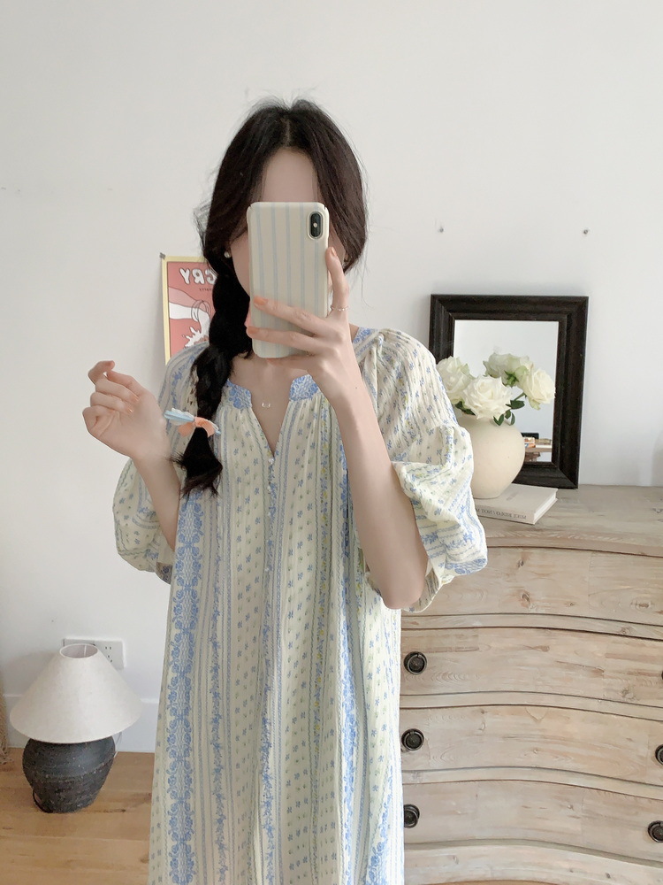 (세르타원피스잠옷) 임산부잠옷 수유 빅사이즈 파자마 여성 단추 트임 면 홈웨어 상세 이미지 15