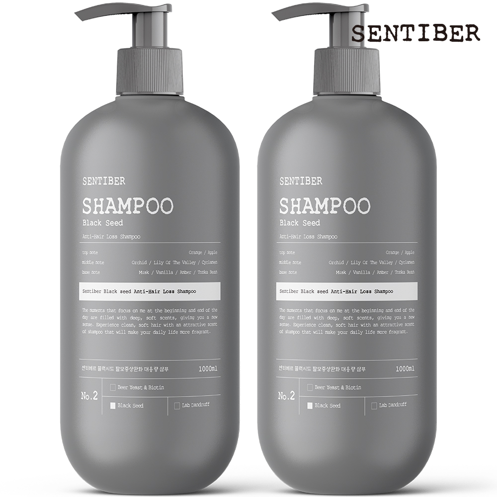 1+1 센티베르 블랙시드 탈모완화 대용량 샴푸 1000ml 흑곡 약산성 두피 남자 여자 - 메인 이미지