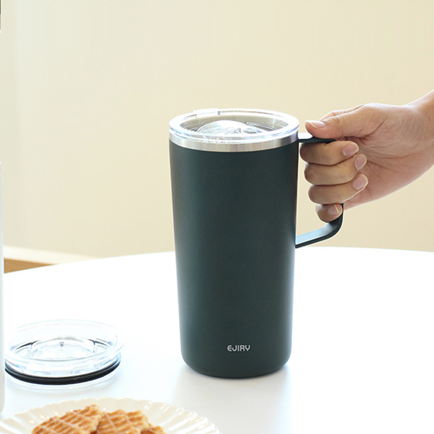 스텐머그컵 에지리 댄디 이중진공 핸들 텀블러 600ml, 딥그린 - 상세 이미지 4