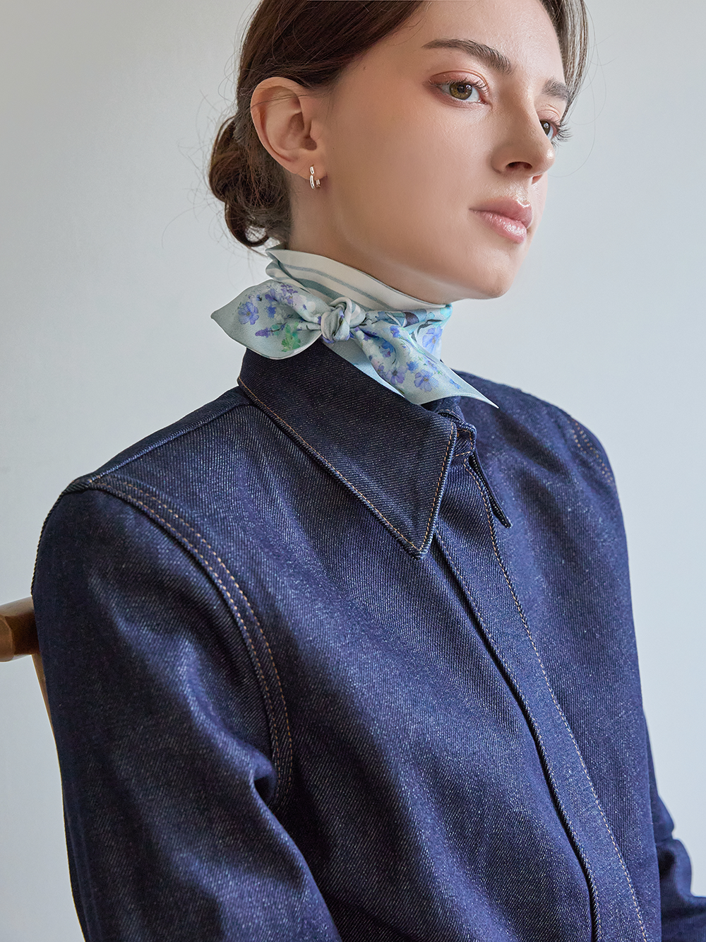 세인트메리 실크 미스띠 플라워 트윌 스카프