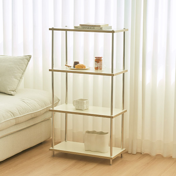 스칸디아 플랫라인 600 스틸 선반장 진열장 600X300X1128mm, 4단, 아이보리