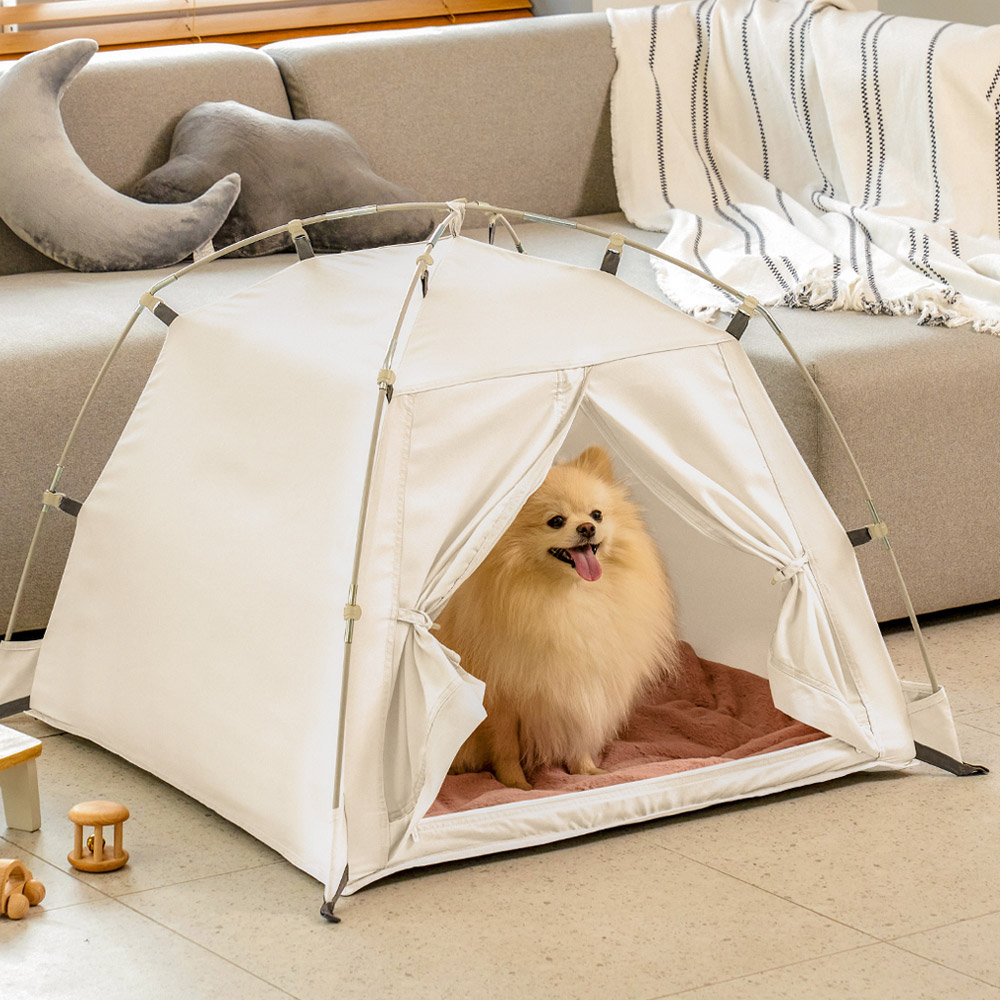 따수미펫 강아지집 애견 텐트 하우스 고양이 숨숨집 소형견 대형견 아이보리, XL
