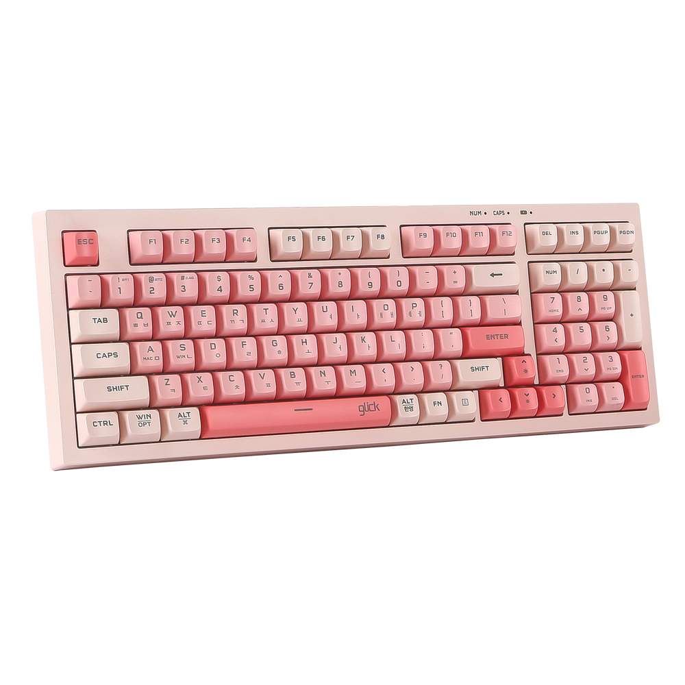 지클릭커 사일런스 M 무소음 풀윤활 무선 블루투스 키보드 방수 충격방지 Pink RC2 98키, 멤브레인 - 상세 이미지 2