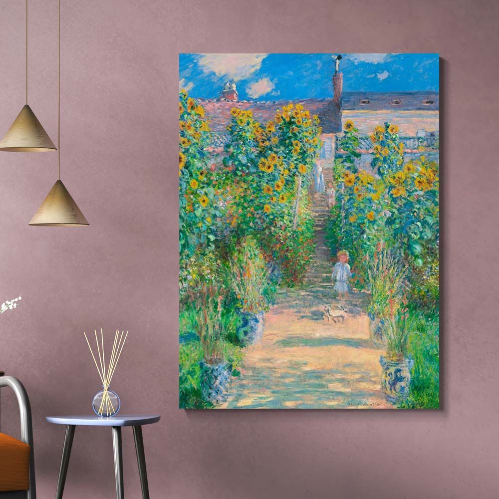 클로드 모네 베퇴이유의 화가의 정원 80 x 100cm 명화 풍경 그림 대형 캔버스 액자 - 상품 이미지