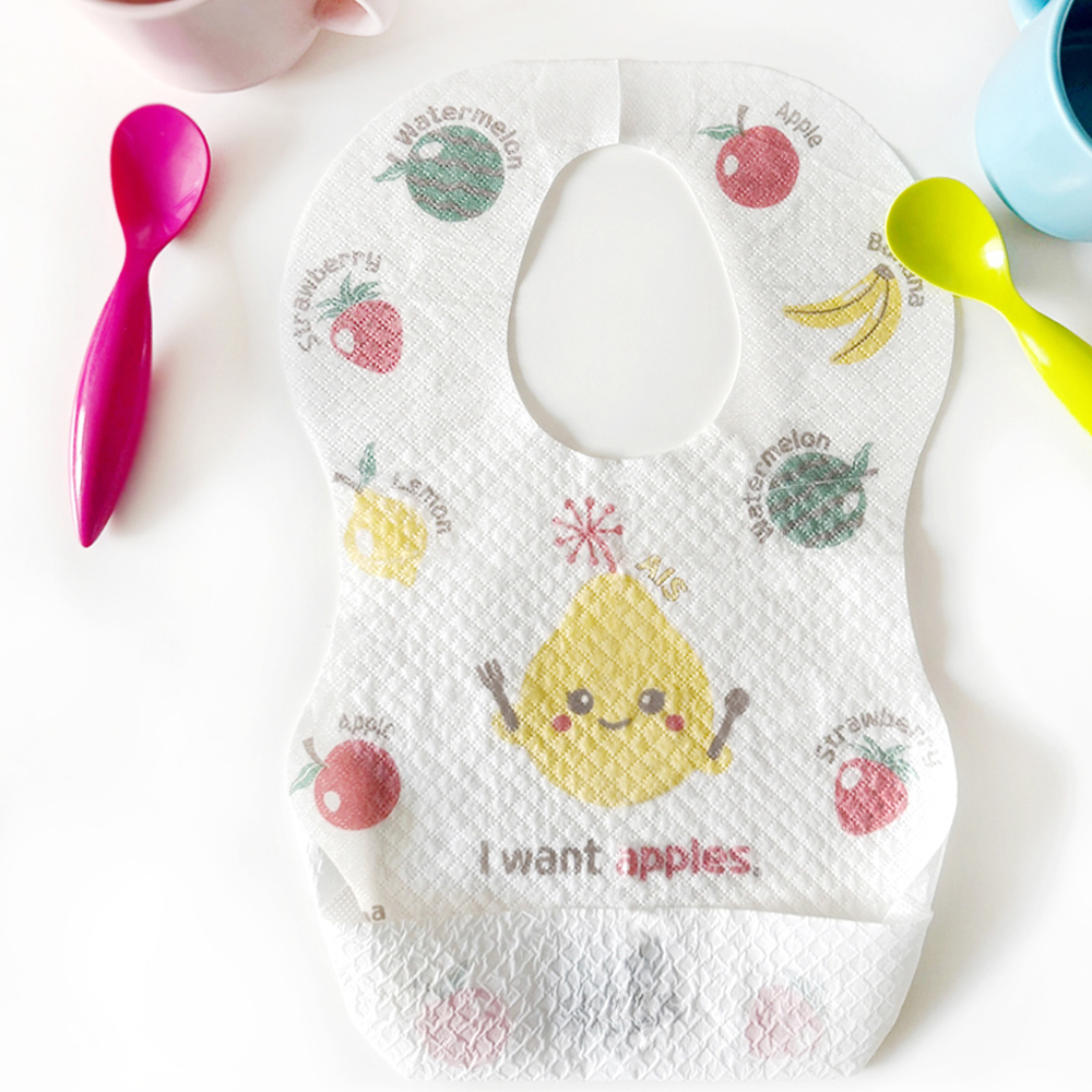 키저스 언어발달 일회용 아기 턱받이 애이스 과일 20매 선물