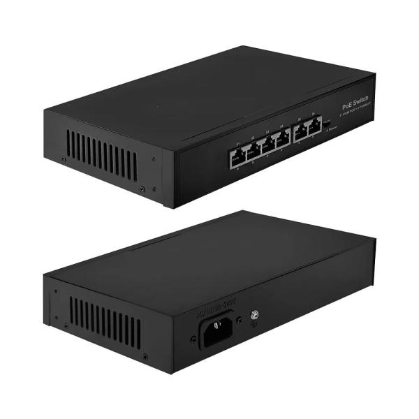 네트워크스위치 데이터전송허브 랜허브 6 포트 10100Mbps POE... 이더넷 스위치2개의 업링크 RJ45 포함 IP 카메라무선 AP용 : 백억부자할미